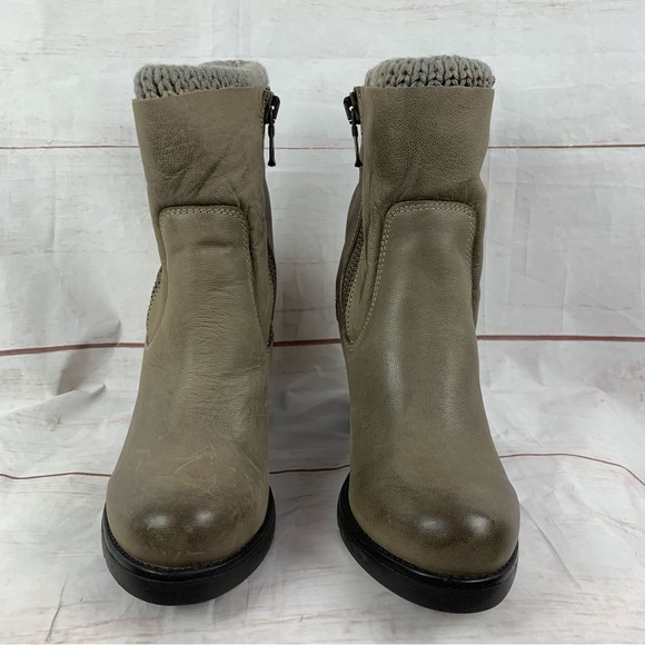 Steve Madden boots shoes knit sweater platform heel leather double zip grey 9.5 - Picture 10 of 16